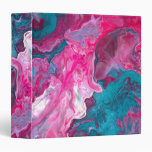Pink Turquoise Marble Pour Painting Paint Art 3 Ring Binder