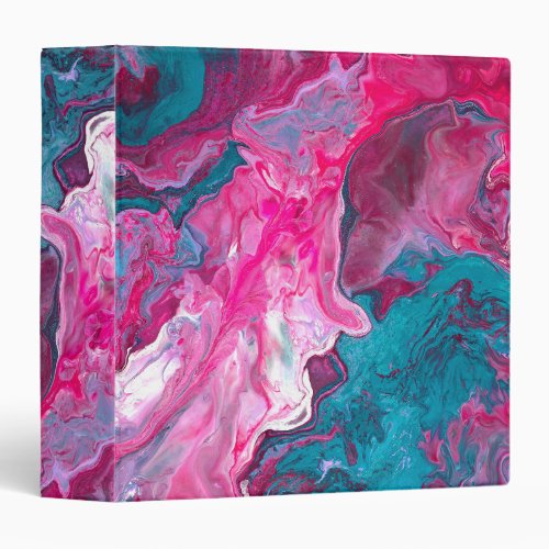 Pink Turquoise Marble Pour Painting Paint Art 3 Ring Binder