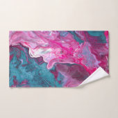 Pink Turquoise Marble Pour Painting Paint Art Hand Towel (Hand Towel)