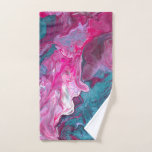 Pink Turquoise Marble Pour Painting Paint Art Hand Towel