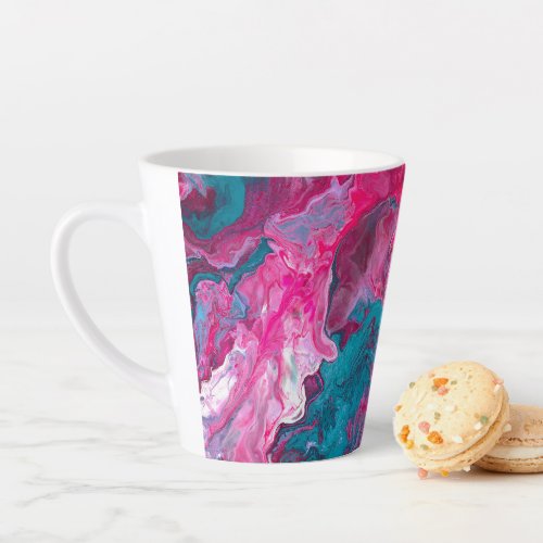 Pink Turquoise Marble Pour Painting Paint Art Latte Mug