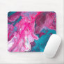 Pink Turquoise Marble Pour Painting Paint Art Mouse Pad