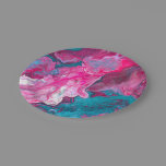 Pink Turquoise Marble Pour Painting Paint Art Paper Plates