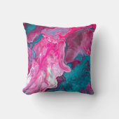 Pink Turquoise Marble Pour Painting Paint Art Throw Pillow (Front)