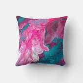 Pink Turquoise Marble Pour Painting Paint Art Throw Pillow (Back)
