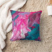 Pink Turquoise Marble Pour Painting Paint Art Throw Pillow (Blanket)