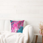 Pink Turquoise Marble Pour Painting Paint Art Throw Pillow