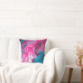 Pink Turquoise Marble Pour Painting Paint Art Throw Pillow