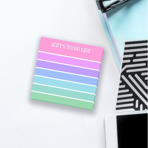 Pink Turquoise Mint Stripes To Do List Add Name Post_it Notes