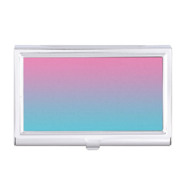 Pink & Turquoise Ombre Business Card Holder (Front)