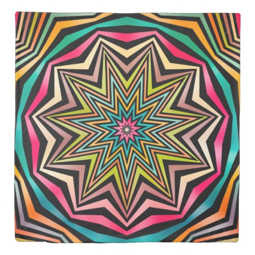 Pink Turquoise Orange Abstract Stars Geometric Duvet Cover