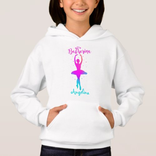 Pink Turquoise Personalized Ballerina  Hoodie