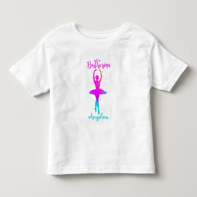  Pink Turquoise Personalized Ballerina T-Shirt (Front)