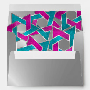 Pink Turquoise Star of David Silver Envelope