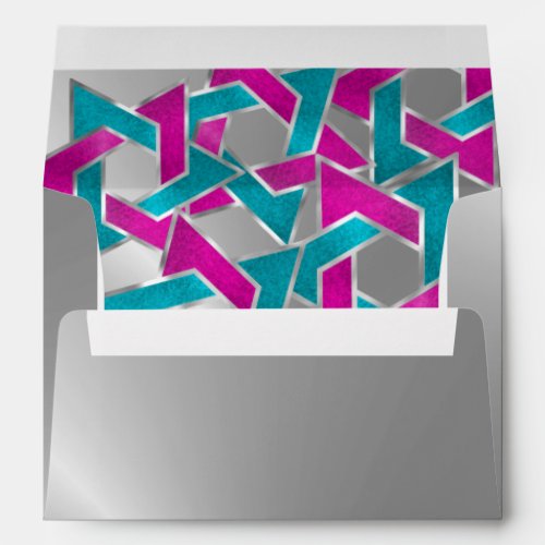 Pink Turquoise Star of David Silver Envelope