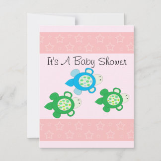Pink Turtle Baby Shower Invitation