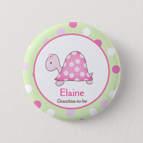 Pink Turtle NAME TAG Custom Button