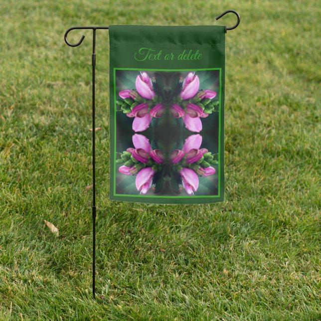 Pink Turtlehead Flower Abstract Personalized Garden Flag (In SItu)