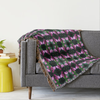 Pink Turtlehead Flower Abstract Throw Blanket