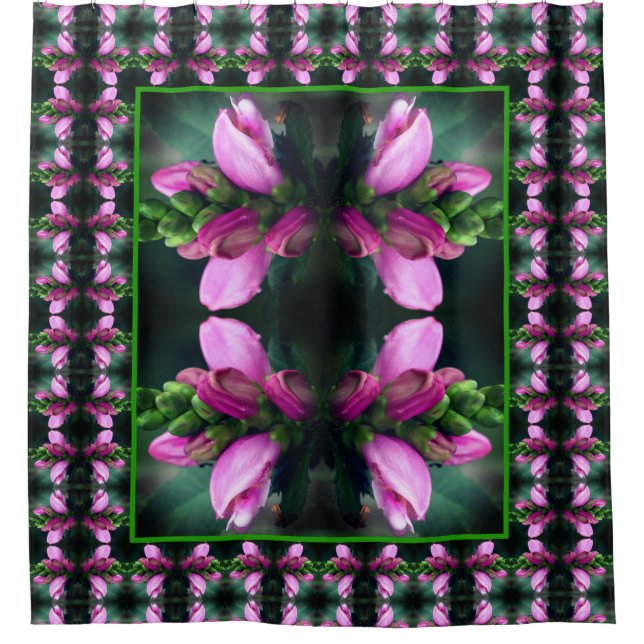 Pink Turtlehead Flower Art Pattern Shower Curtain (Front)