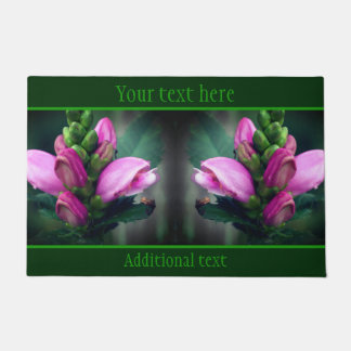 Pink Turtlehead Flower Close Up Personalized Doormat
