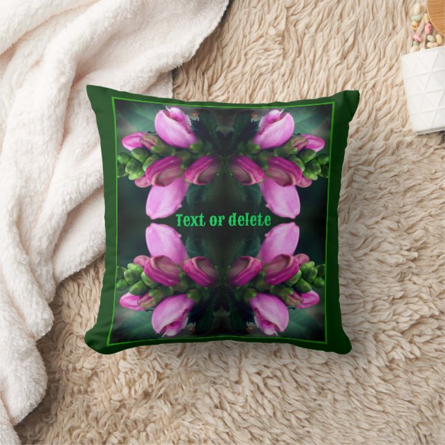 Pink Turtlehead Flower Close Up Personalized Throw Pillow (Blanket)