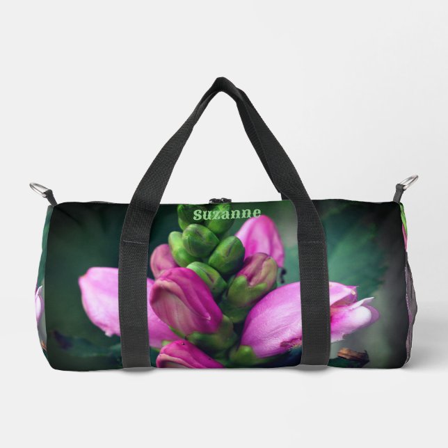 Pink Turtlehead Flower Personalized  Duffle Bag (Front)