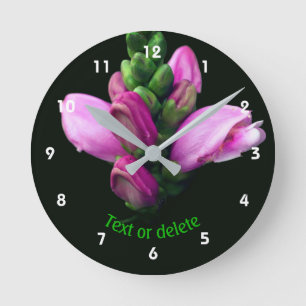 Pink Turtlehead Flower Personalized Round Clock