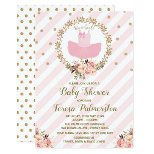 Ballerina Baby Shower Invitations Zazzle Pink Tutu Baby Shower Invitation Ballerina Ballet