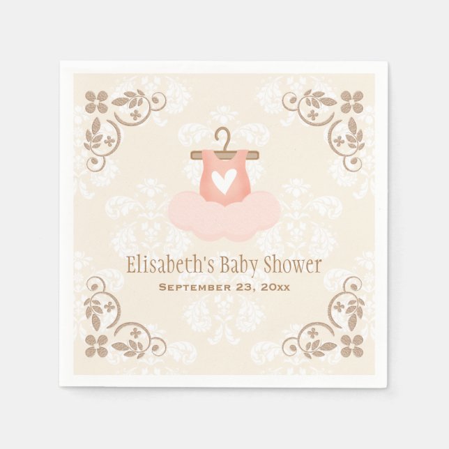 Pink Tutu Ballerina Baby Shower Napkins (Front)