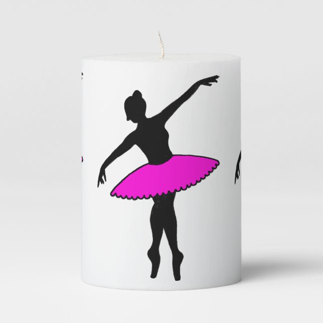 Pink Tutu Ballerina Ballet Dancer Dance Teacher Pillar Candle (Front)