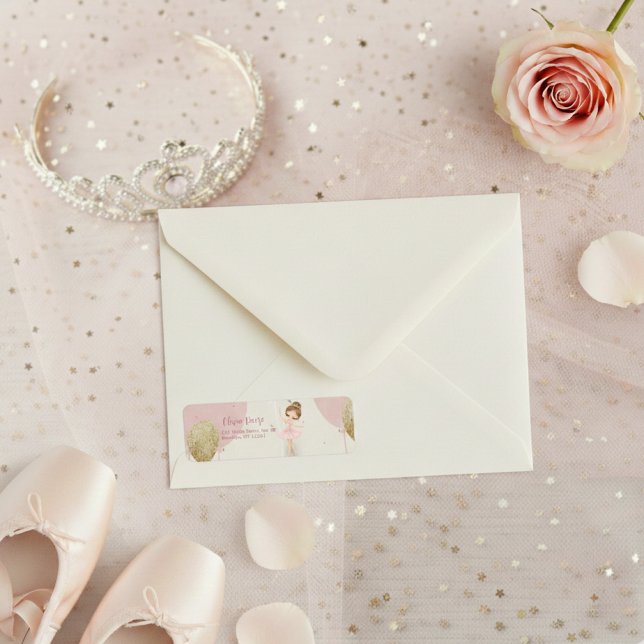 Pink Tutu Ballerina Ballet Dancer Girl Birthday Label (Creator Uploaded)