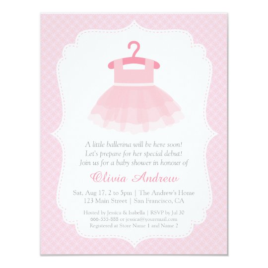 Pink Tutu Ballerina Girl Baby Shower Invitations | Zazzle.com