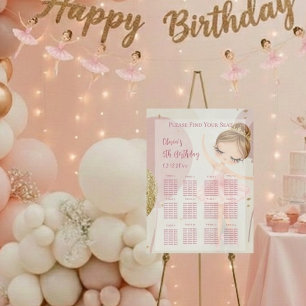 Pink Tutu Ballerina Girl Birthday Seating Chart  Foam Board