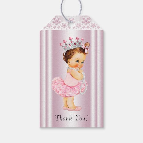 Pink Tutu Ballerina Pearl and Lace Baby Shower Gift Tags