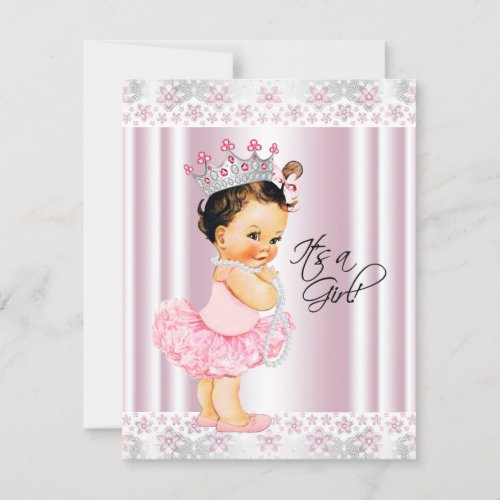 Pink Tutu Ballerina Pearl and Lace Baby Shower Invitation