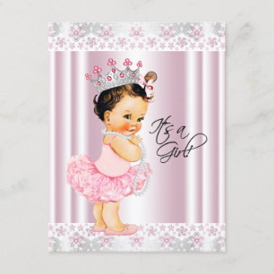 Pink Tutu Ballerina Pearl and Lace Baby Shower Invitation
