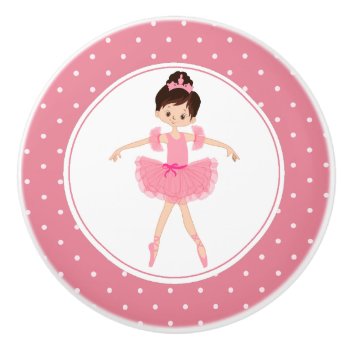 Pink Tutu Ballerina Polka Dot Ceramic Knob by Westerngirl2 at Zazzle