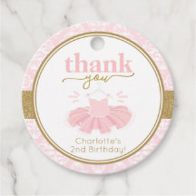 Pink Tutu Ballerina Thank You Picture Favor Tags