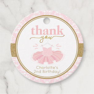 Pink Tutu Ballerina Thank You Picture Favor Tags