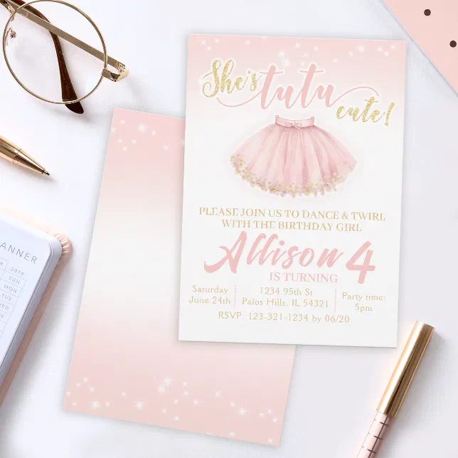 Pink Tutu Birthday Invitation Ballerina Invitation Zazzle