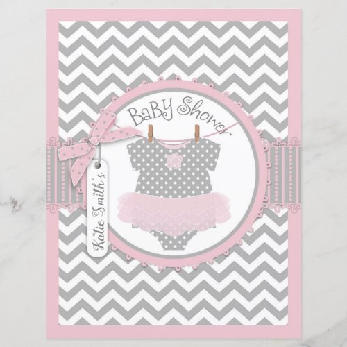 Pink Tutu Chevron Print Baby Shower Game Book