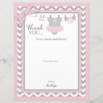 Pink Tutu Chevron Print Baby Shower Thank You