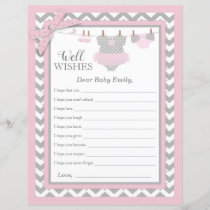 Pink Tutu Chevron Print Baby Shower Well Wishes