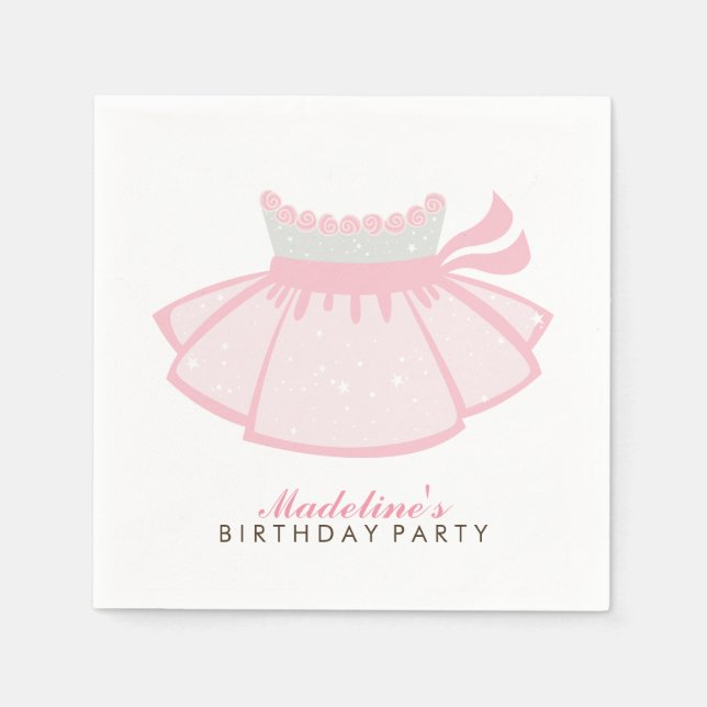 Pink Tutu Girl's Birthday Party Paper Napkins (Front)