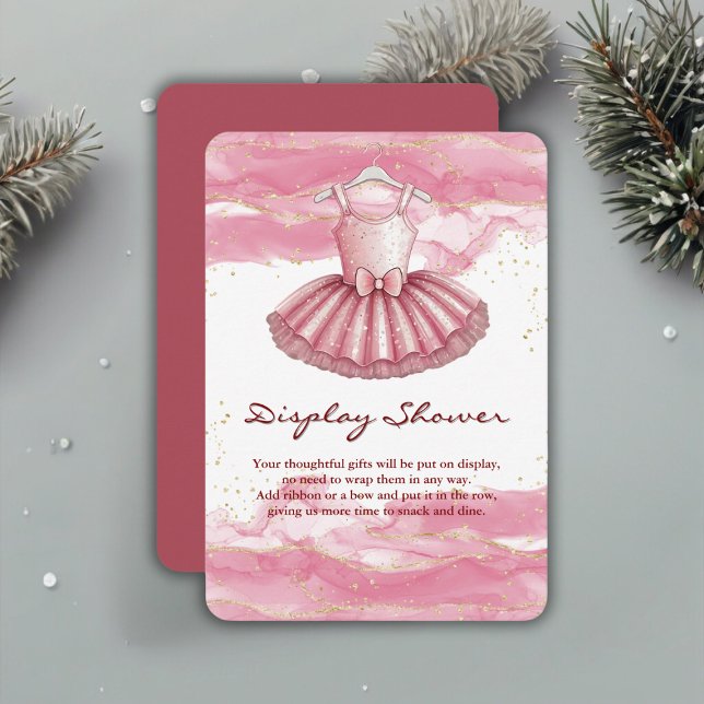 Pink Tutu Gold Glitters Baby Shower Enclosure Card (Creator Uploaded)
