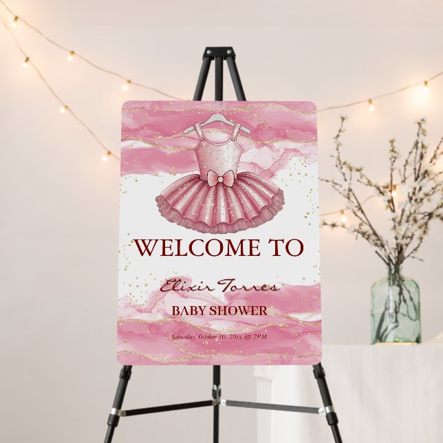 Pink Tutu Gold Glitters Baby Shower Foam Board (In Situ (Stand))