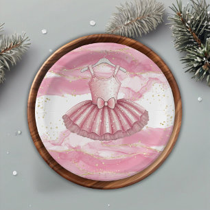 Pink Tutu Gold Glitters Baby Shower Paper Plates