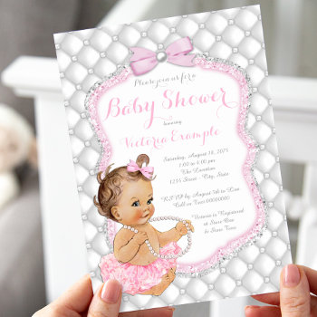 Pink Tutu Pearl Baby Shower Invitation by The_Vintage_Boutique at Zazzle