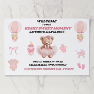 PINK TUTU TEAR-AWAY BEAR GIRL SHOWER PLACEMATS